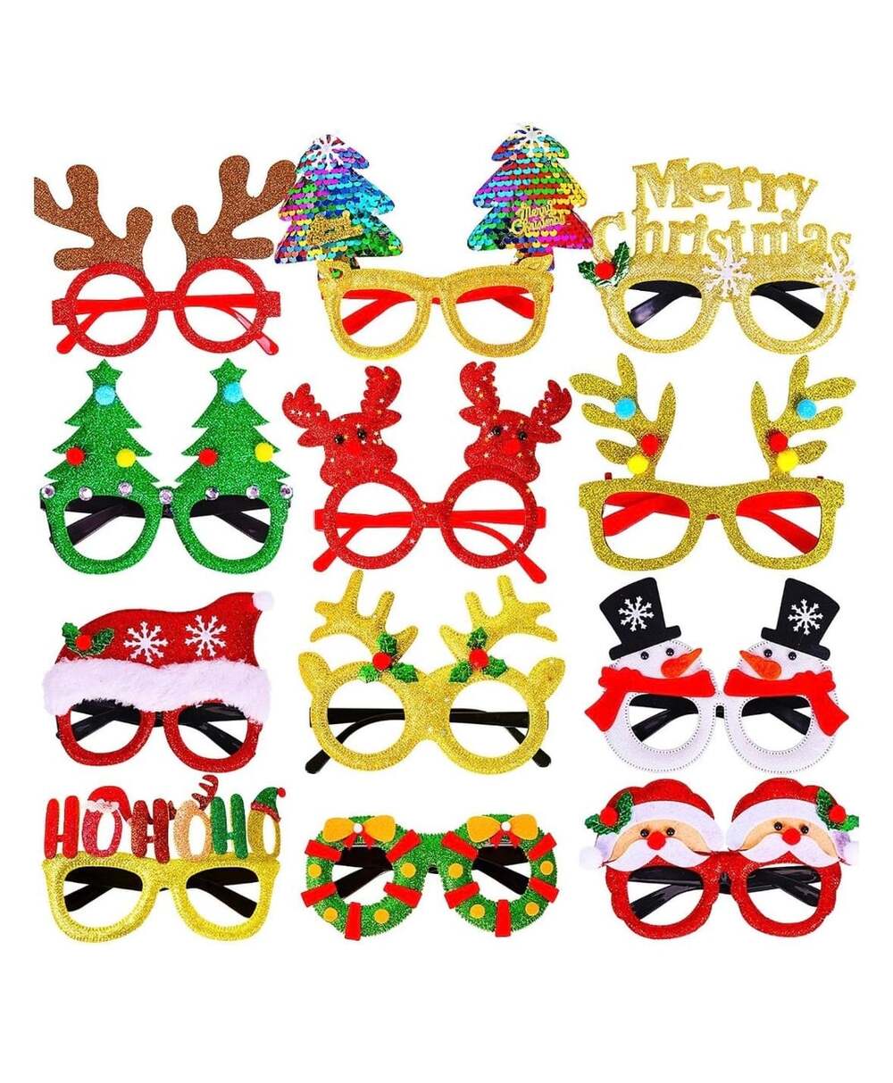 12 Pcs Christmas Glasses Glitter Party Glasses Frames Holiday